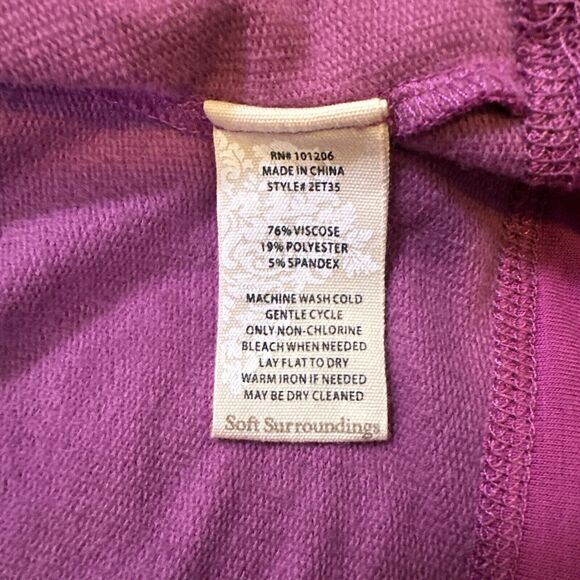 Soft Surroundings Womens Size M Magenta Cozy Knit Tunic Top Kangaroo Pocket - Picture 8 of 10